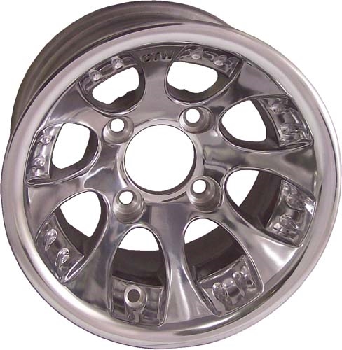 Claw, 10x7 Polished wheel with 3+4 offset. Includes center cap 40516