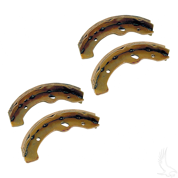 Brake Shoes, SET OF 4, E-Z-Go RXV 2008-2010, TXT  Gas Carts 1997-2009.5. Also TXT Electric 1996-2009.5. EZGO Workhorse 1996 & up, Yamaha G2-G22 & The Yamaha Drive from 2007-2016 only  (BRK-015)